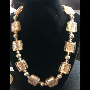 Lucite  pink chunky necklace.